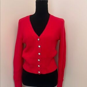 Red Button-Up Women's Sweater